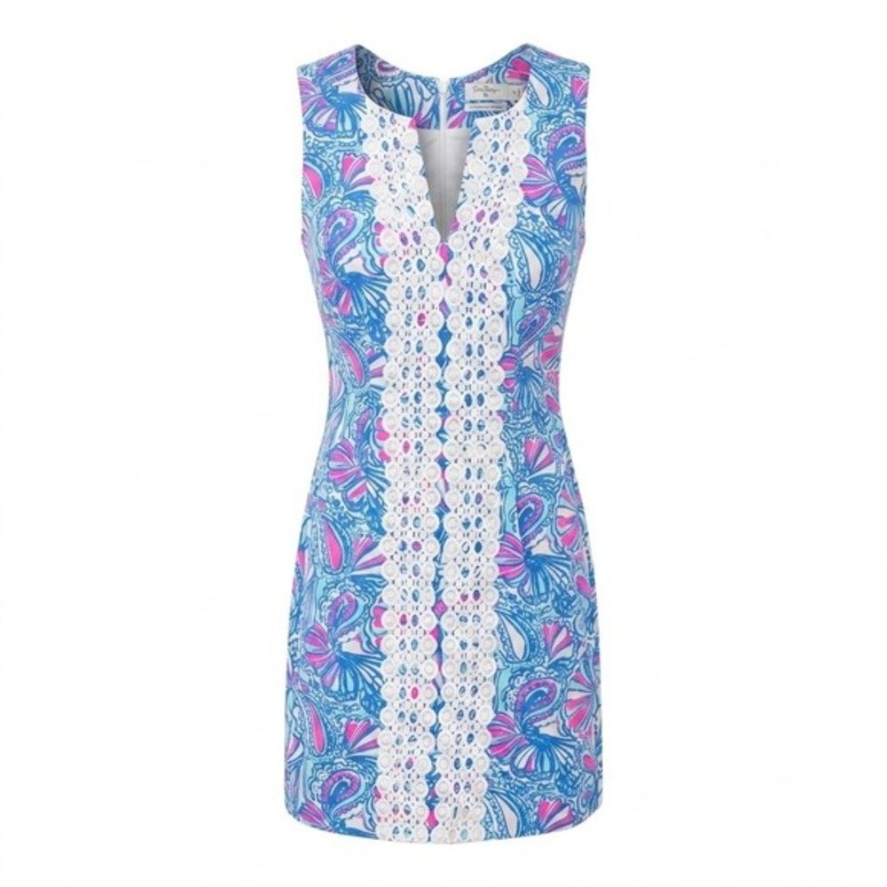 LILLY‎ PULITZER My Fans Shell Sheath Dress 4 S  20TH Anniversary Target Collab